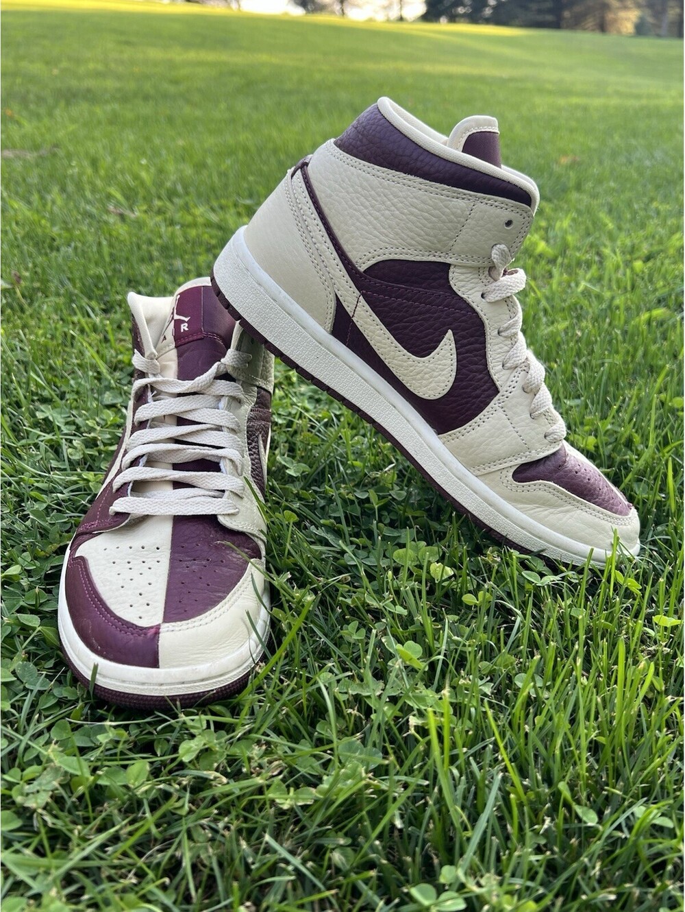 Nike Air Jordan 1 Mid SE Split Beach Cherrywood Womens Size 8 Mens Size 6.5